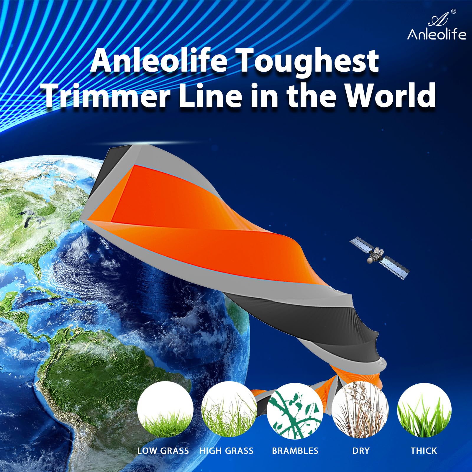 A ANLEOLIFE ZT3 Pro Heavy Duty Diamond - Rosquilla de hilo trenzado de 3 componentes de 2.65 mm por 86 metros, 3 componentes de triple extrusión de 2.65 mm por 86 metros