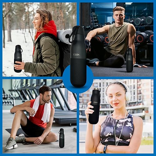 Miniatura 7 de Botella de agua con funda de silicona y tapa a prueba de fugas, 16.9 fl oz, duradera, sin BPA, doble pared, aislada de acero inoxidable, ecológica,