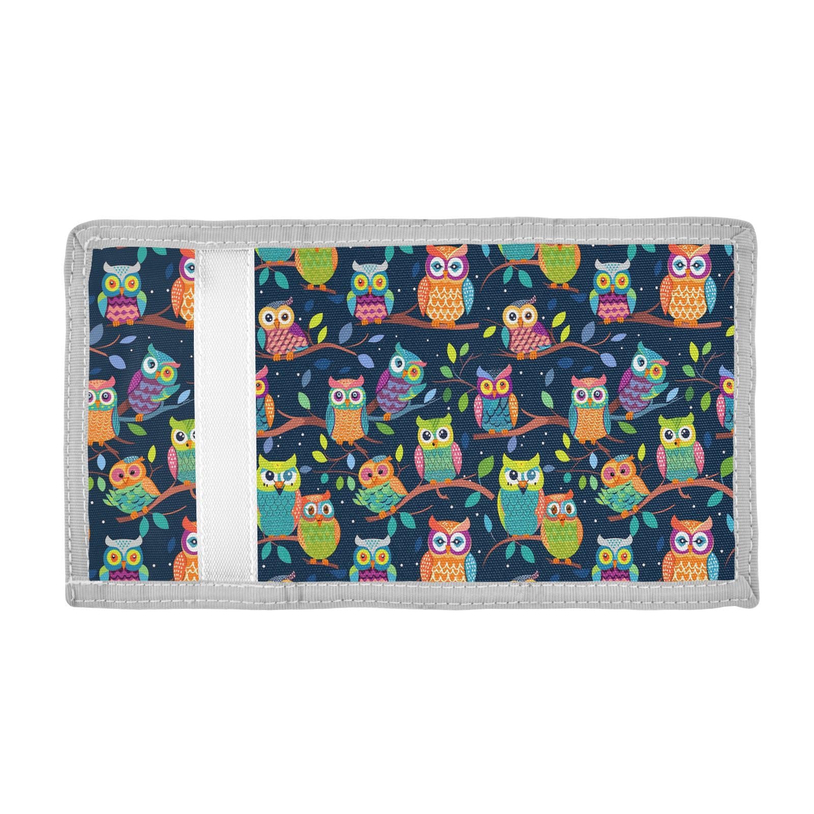 siphylline Cartoon Hand-painted Owl Group in Color trifold money clip for birthday gift cool card holder wallet with lanyard