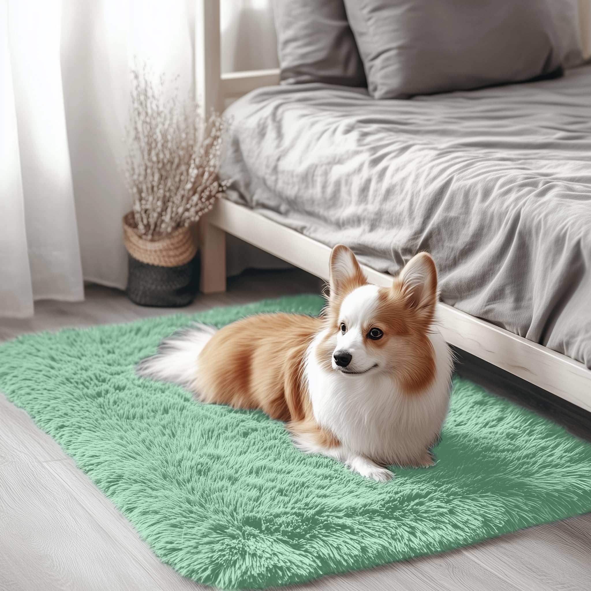 OLANLY 2x3 Machine Washable Small Bedside Rug, Soft Fluffy Shaggy Entryway Throw Rugs for Bedroom, Living Room, Indoor Floor Carpet for Kids Girls Boy