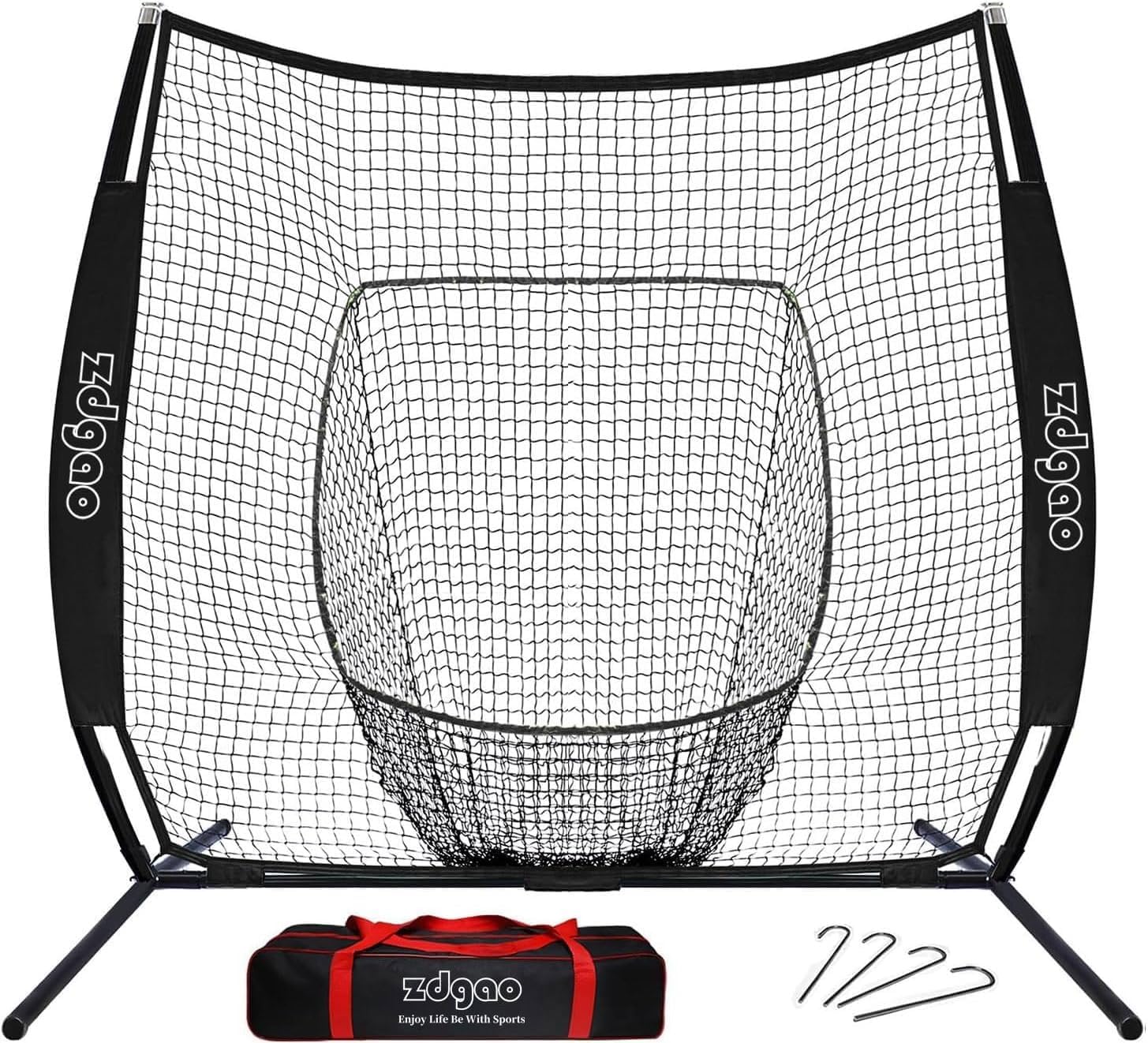 7×7ft Baseball Softball Practice Net- Portable Baseball Net for Batting, Hitting, Pitching Come with Carry Bag, Training for Players of Any Skill Level - Easy Assembly