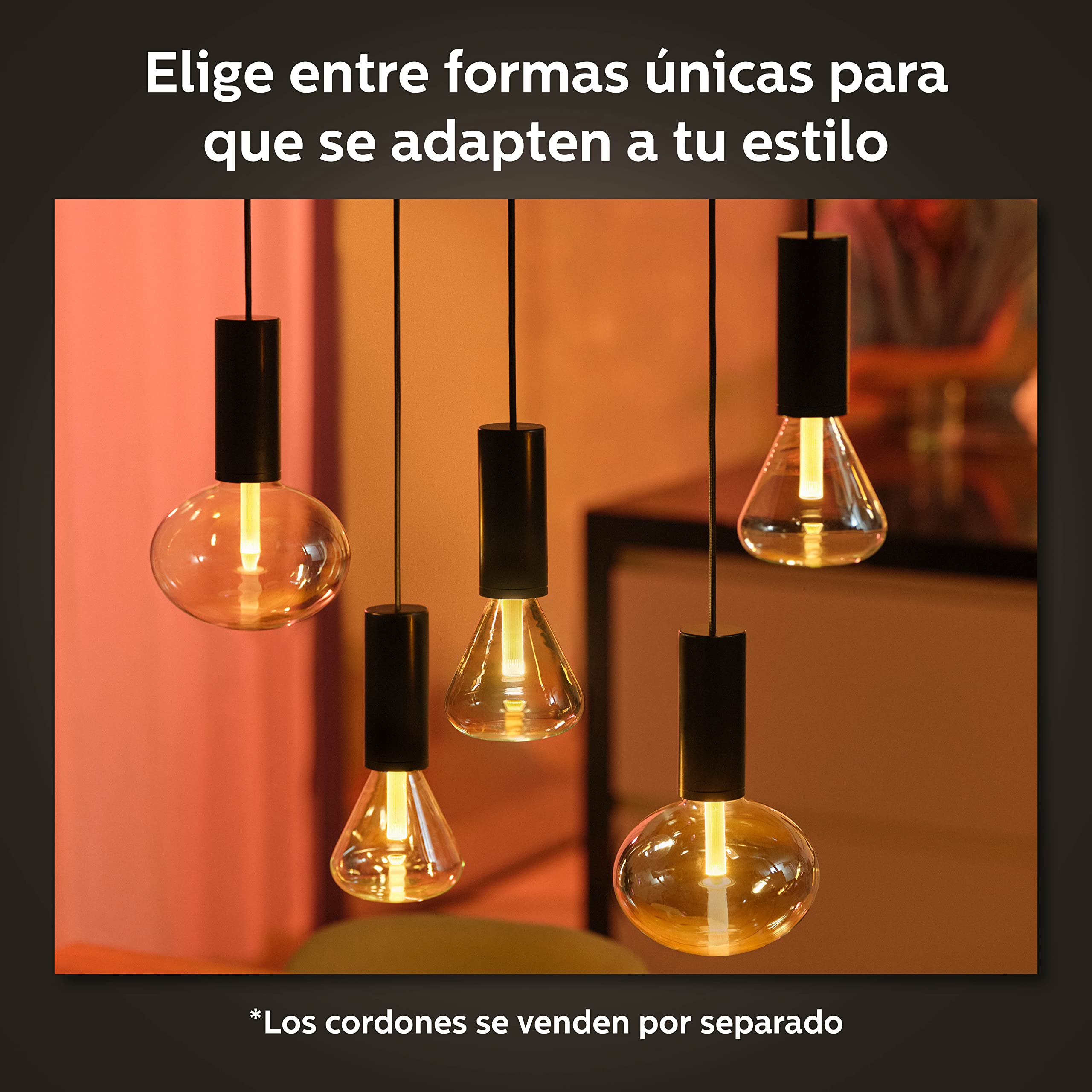 Philips Hue - Bombilla inteligente Lightguide E27 elíptica, Luz blanca y de colores, Bluetooth, compatible con Alexa y Google Home