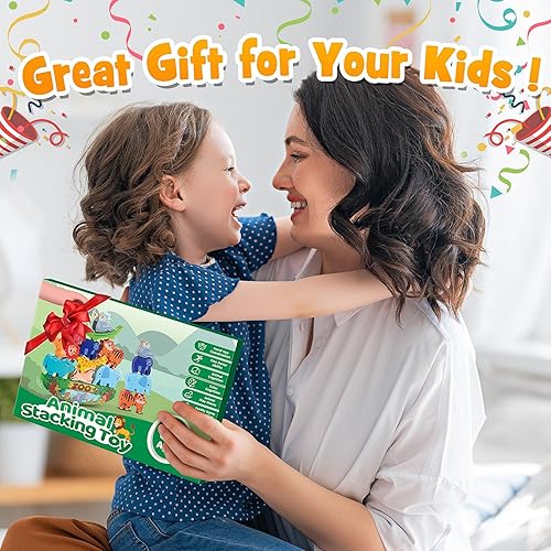 Miniatura 7 de Bloques de animales de madera apilables, juguetes apilables para niños, regalos de cumpleaños de Navidad para niños y niñas de 3 a 7 años, juguetes