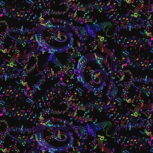 Timeless Treasures The Yard CD2234 - Notas musicales en espiral retorcidas de tela de algodón Jazz Fusion