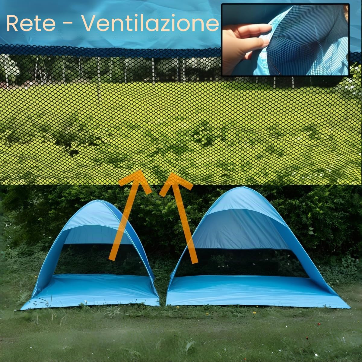 XXL Tenda da Spiaggia Portatile Pop Up, Protezione Solare e Ombra per un Giorno Rilassante al Mare, Tenda Spiaggia, TERENT