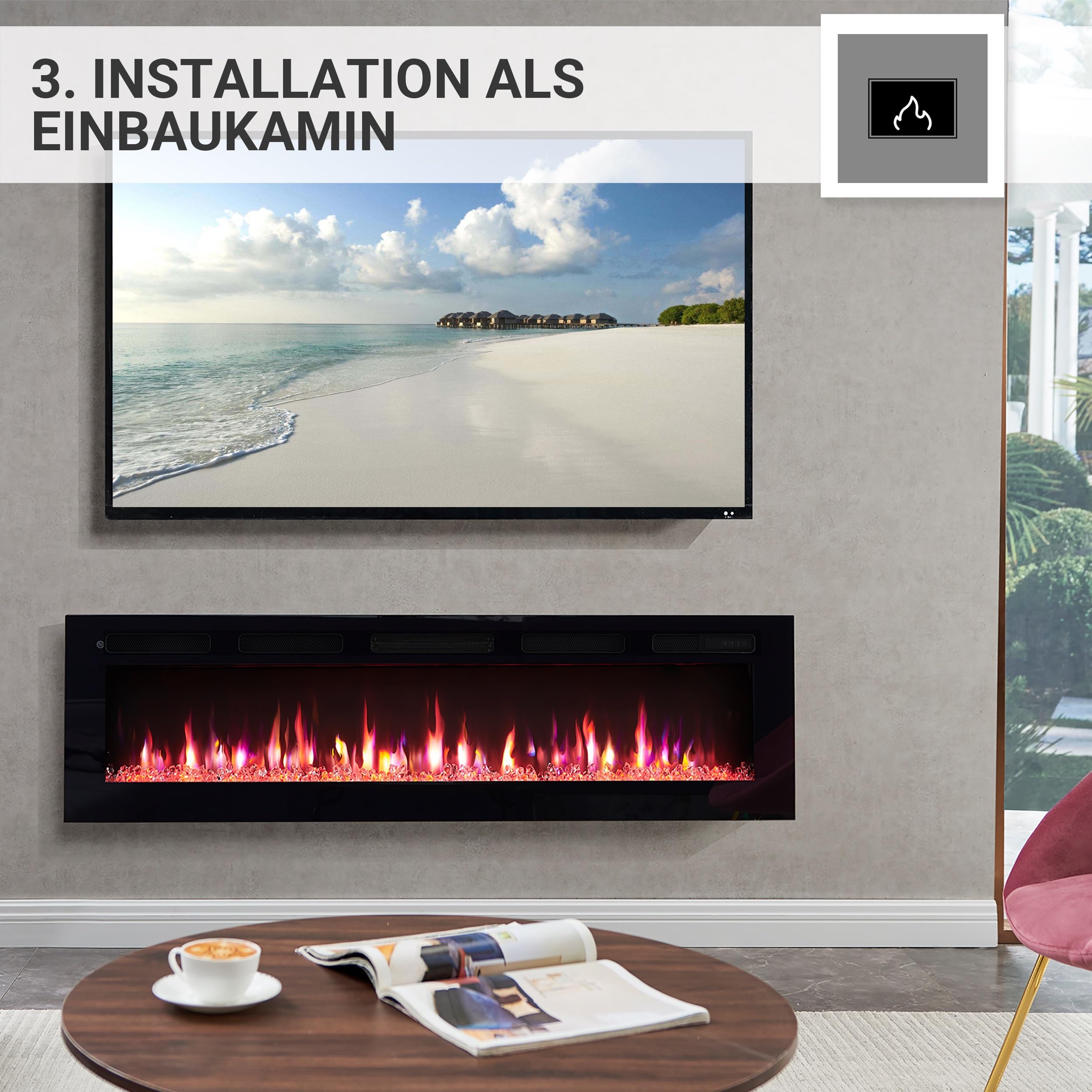 BALDERIA Elektrokamin Leif 60'' Schwarz