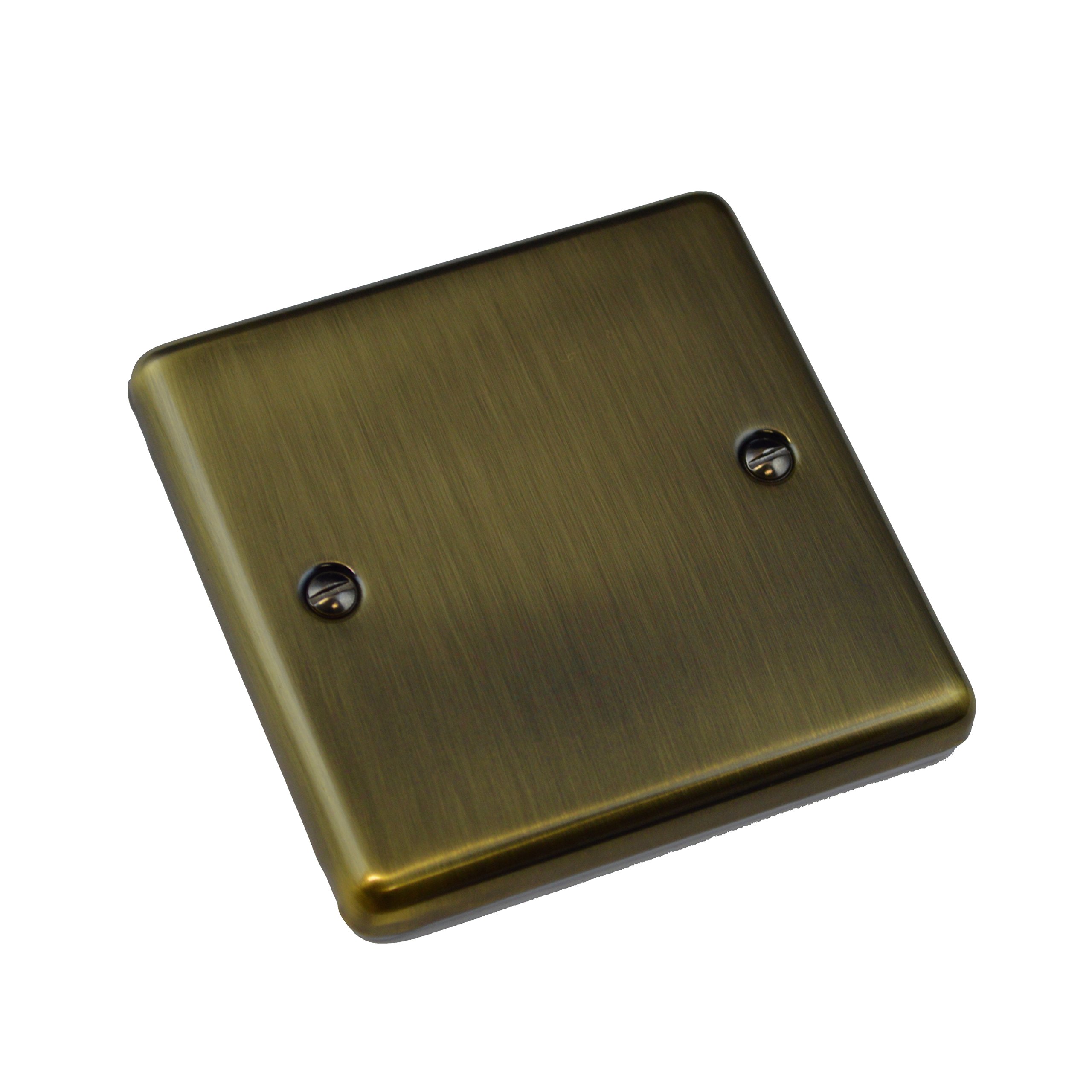 Wessex Electrical Wessex Antique Brass Blank Plate 1 Gang In Electroplated Steel Gold