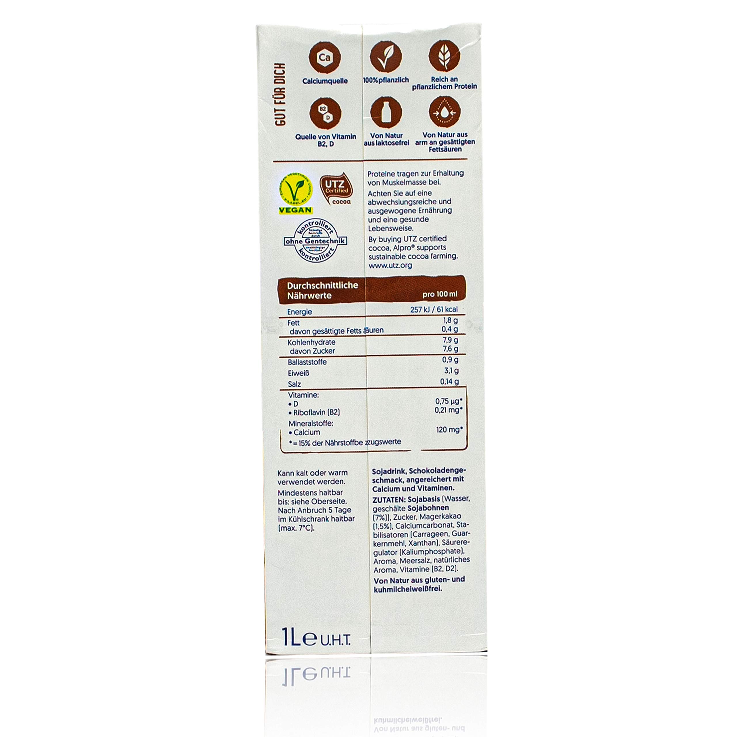 Alpro - 10er Pack Sojadrink Schoko 1 Liter - Choco Soja Soya Drink 100 % pflanzlich