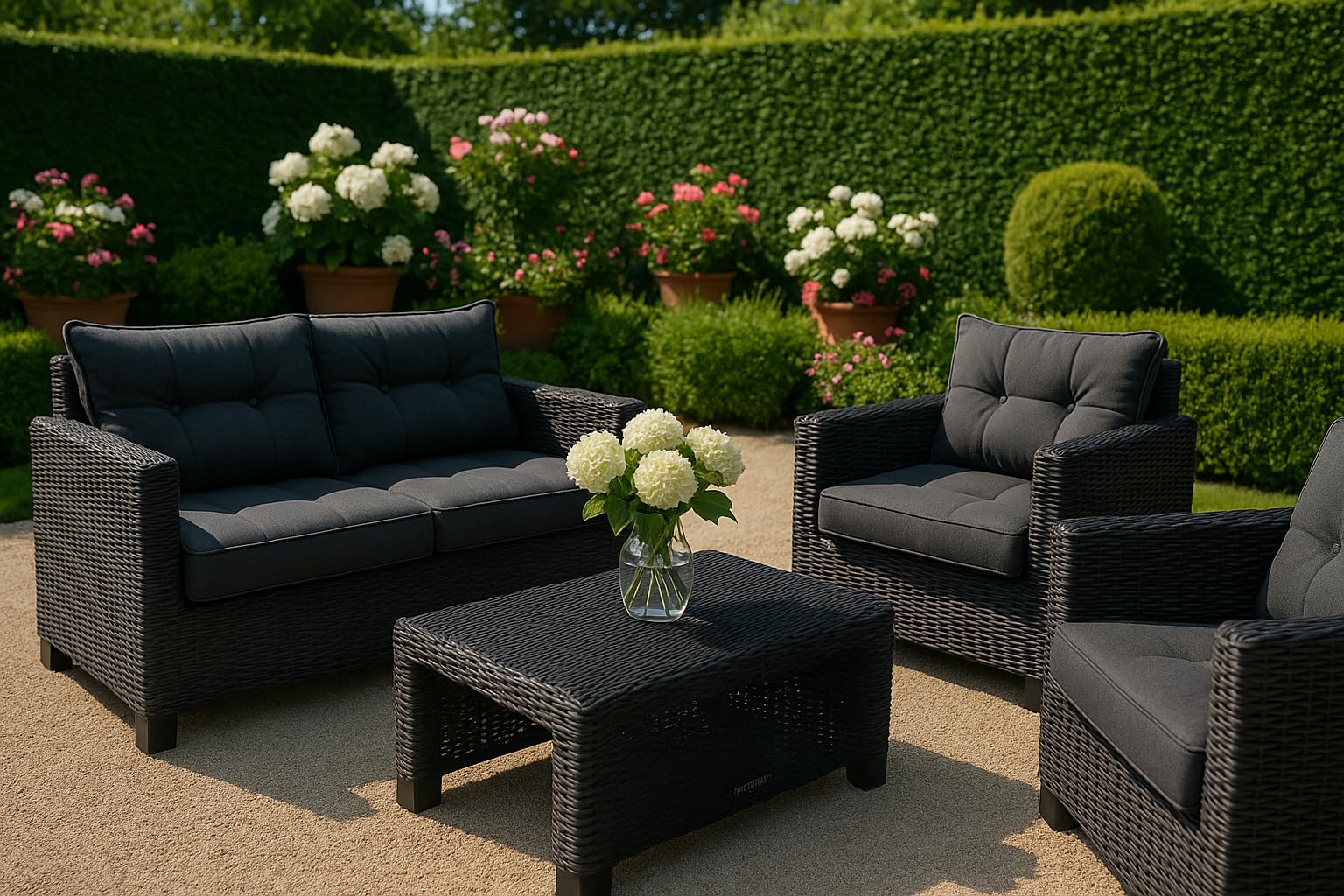 Sitzauflagen Gartenmöbel mit Rückenkissen Set - Outdoor Polster für Gartenmöbel Auflagen Lounge-Kissen - 2-er-Set: Sitzkissen 50x50 cm mit Rückenkissen 50x40 cm