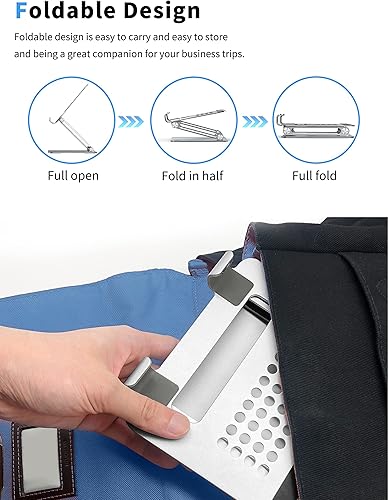 Miniatura 4 de ALASHI Soporte para tablet para escritorio, soporte ajustable multiángulo, diseño ergonómico portátil plegable, elevador de tableta de metal premium