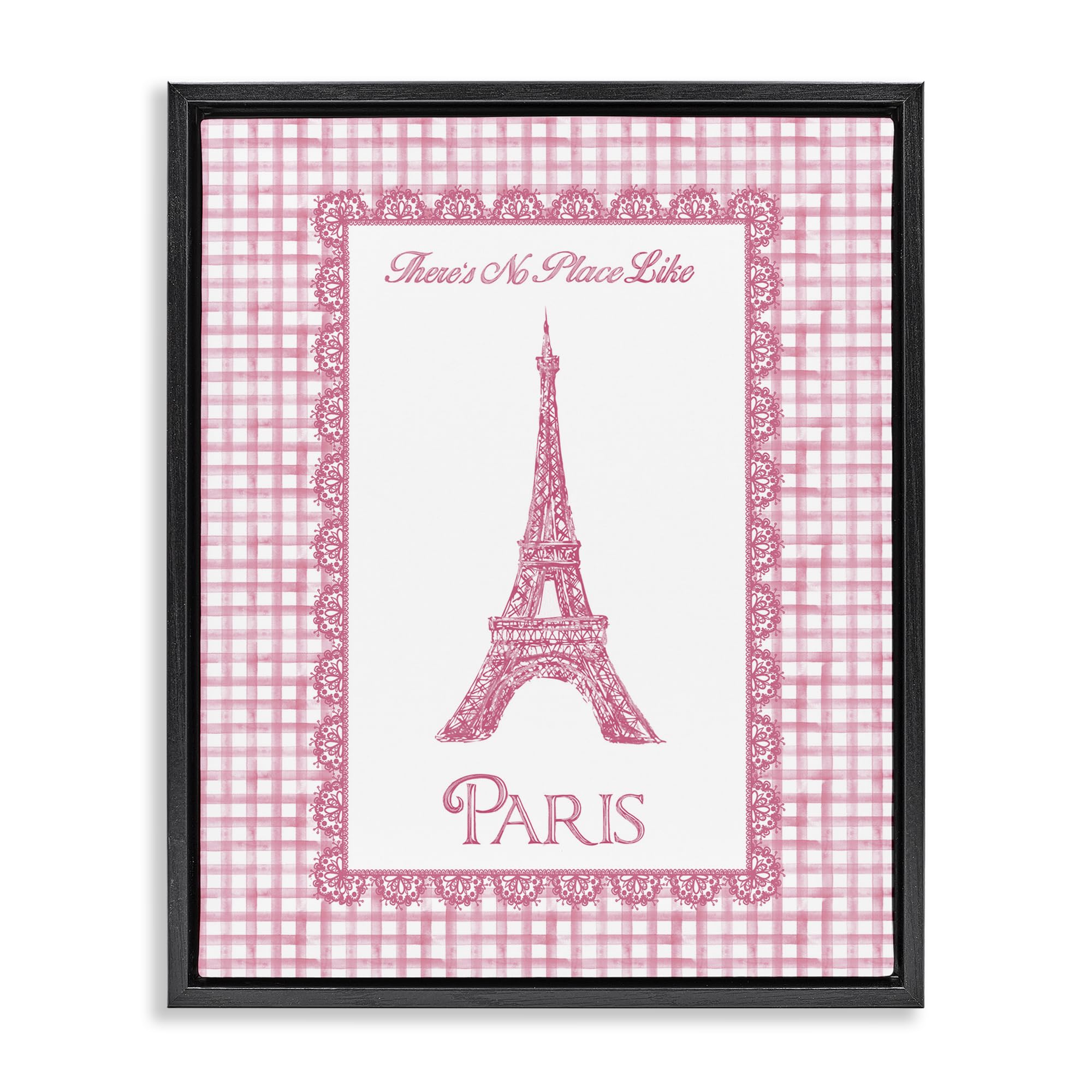 Stupell Industries Jet Black (Matte) Paris Lace Typography, 16 X 20 Inch Canvas In Floater Frame