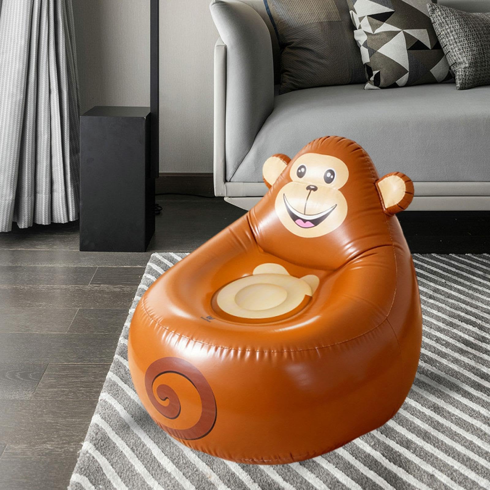 CALANDIS Inflatable Lazy Sofa Kids Cartoon Sofa Recliner Chair for Beach Home Outdoor Monkey-image-33
