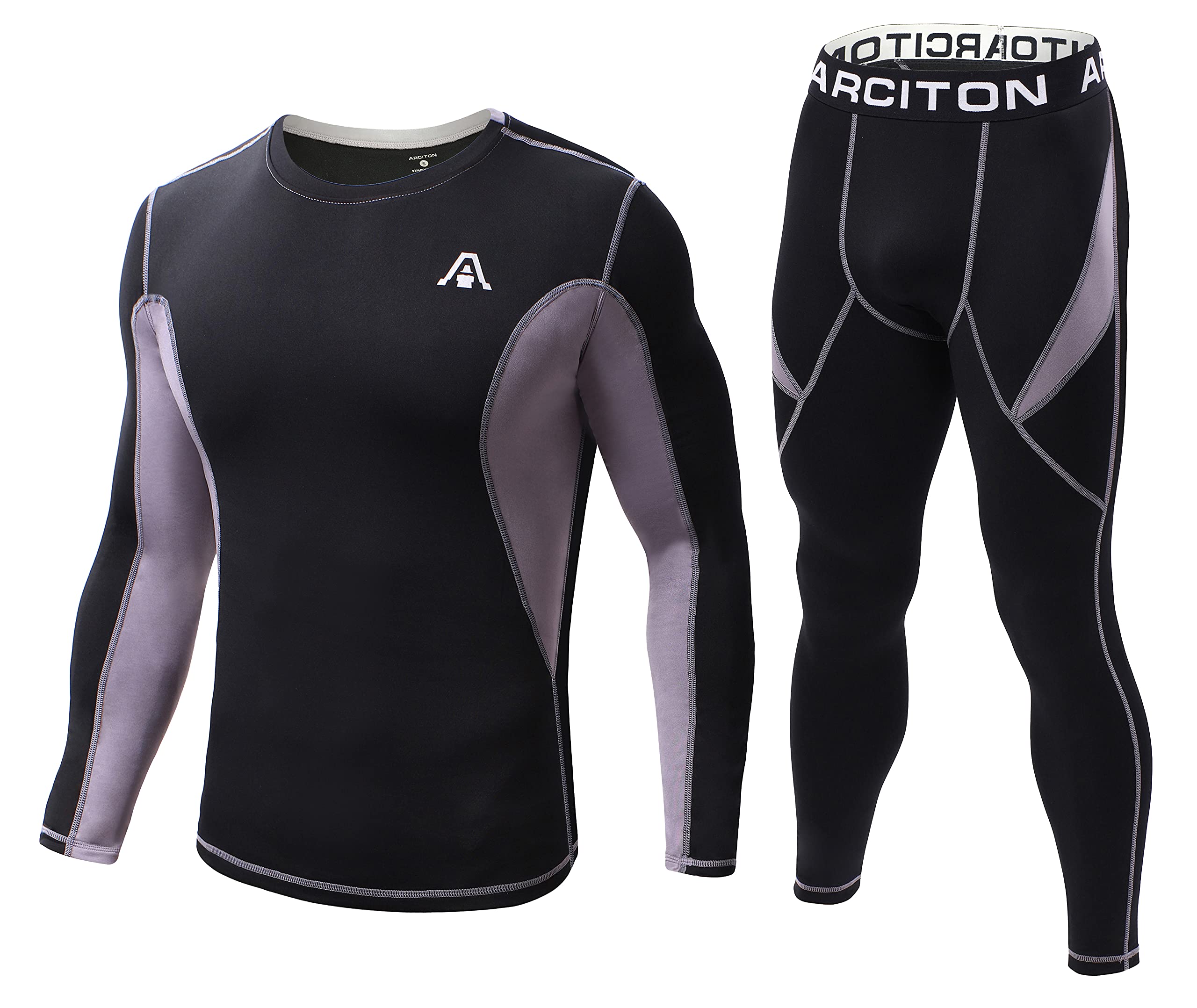 ARCITONMen’s Thermal Underwear Set,Long Johns Base Layer Fleece Lined Winter Gear Compression Suits for Running Skiing