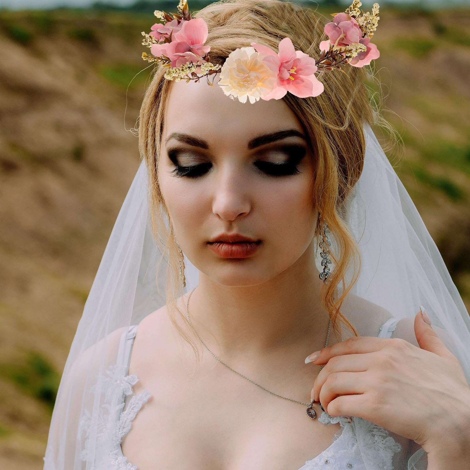 Serrage et Mariage en Tissu, Accessoire Tête Fleur Pourpre Plage