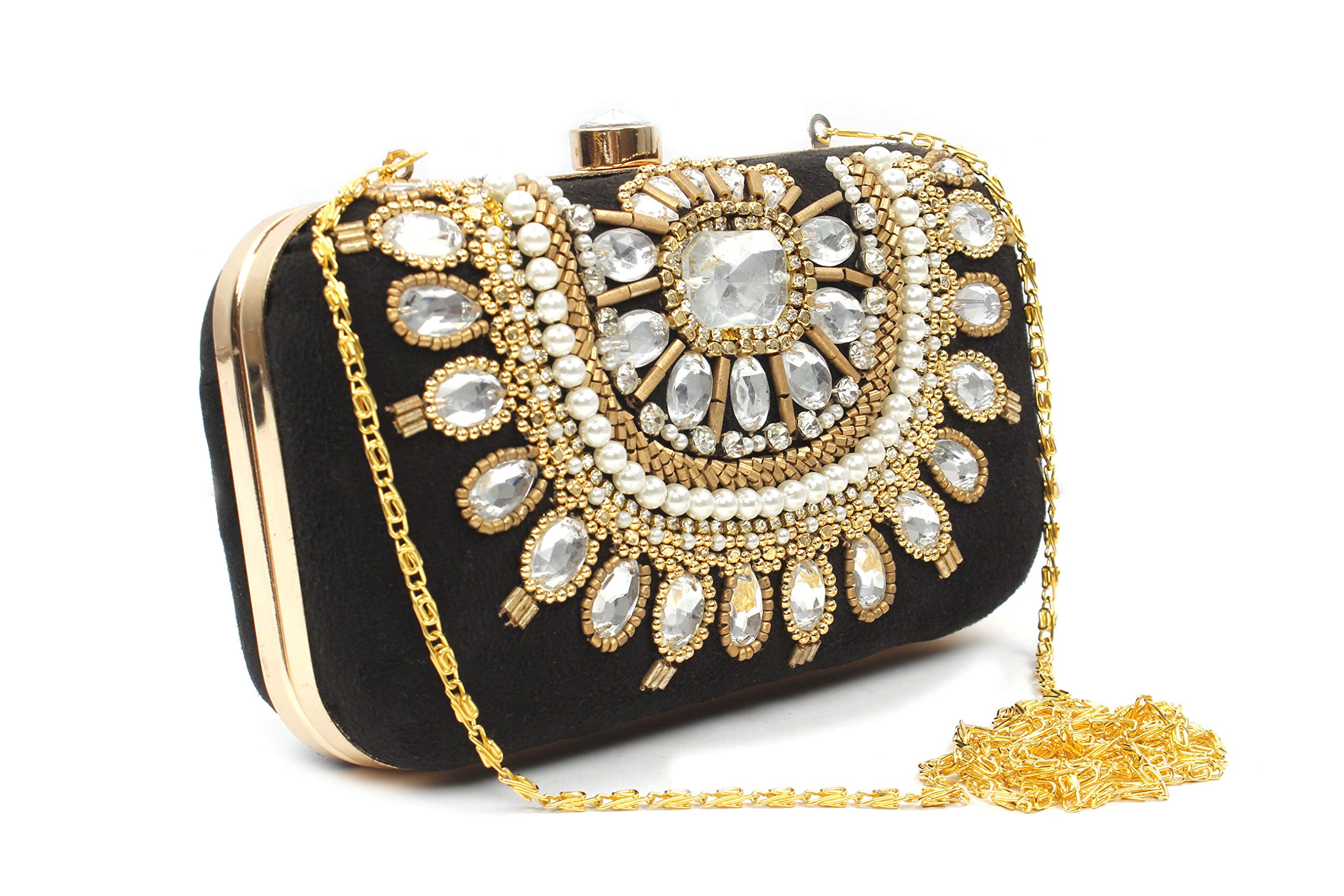 DUCHESS Womens & Girls Zardosi Work Black Box Clutches (B07K5D9XK5) Amazon Price History, Amazon Price Tracker
