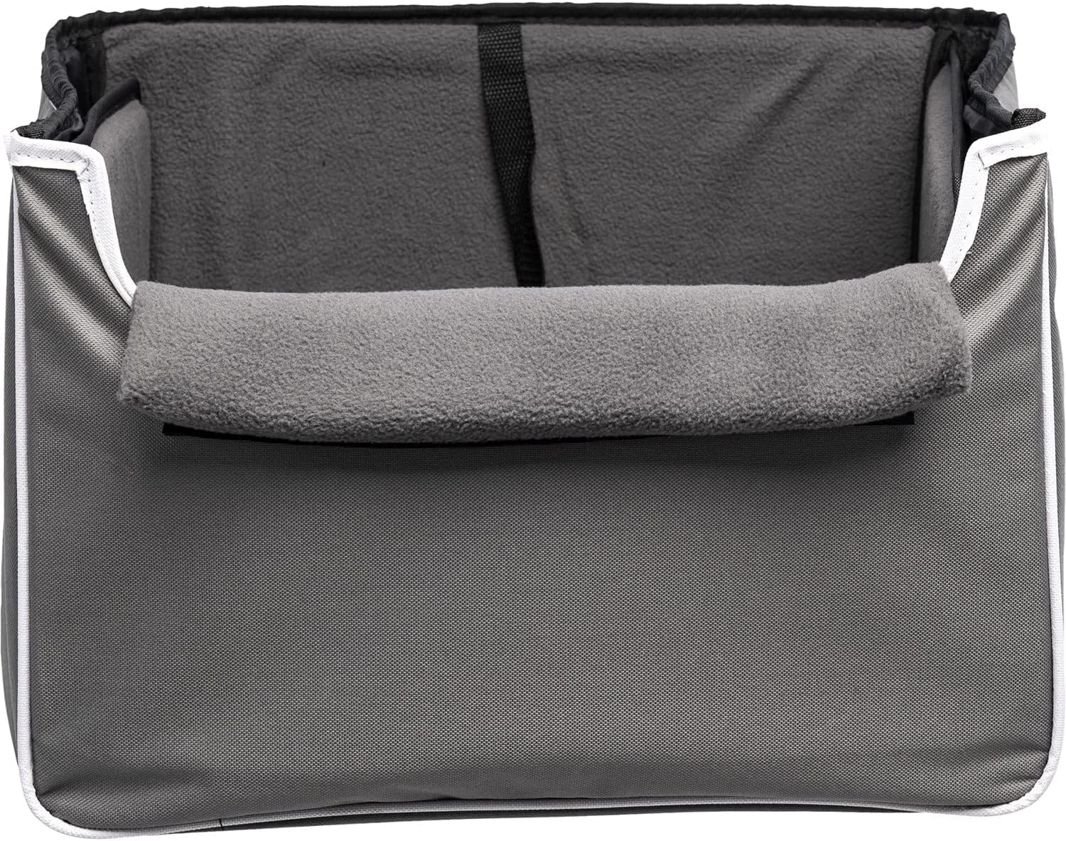 Collapsible Pet Booster Car Seat Box with Plush Fleece Cover, Cushion Insert and Foam Padded Panel - Foldable Carseat for Small Pet Dogs and Puppies Under 20 lbs, Grey