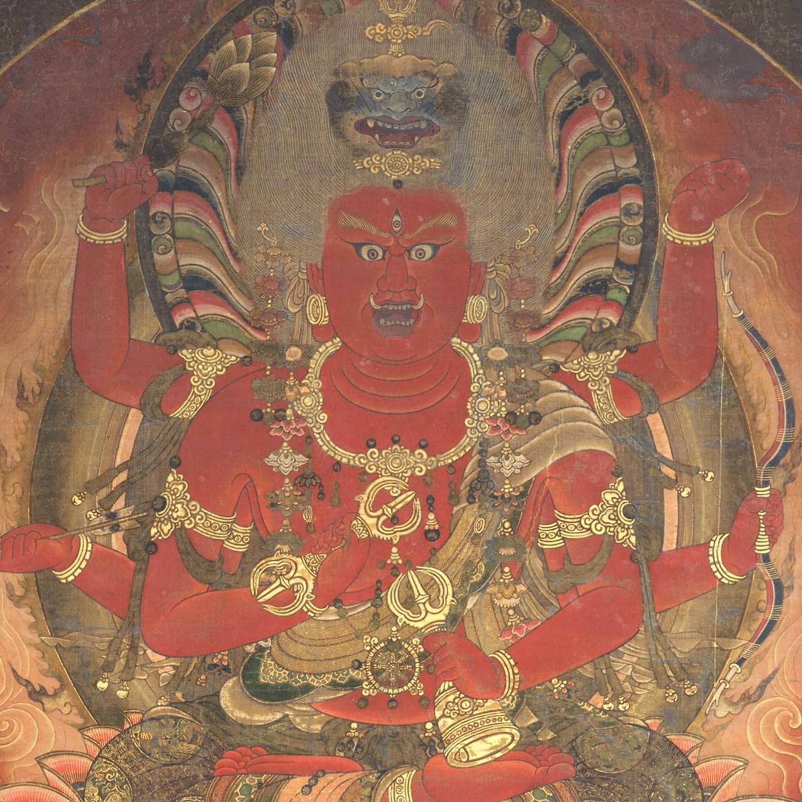 Amazon｜掛け軸／掛軸【明王】愛染明王座像 守護神 彩色 仏画 複製画