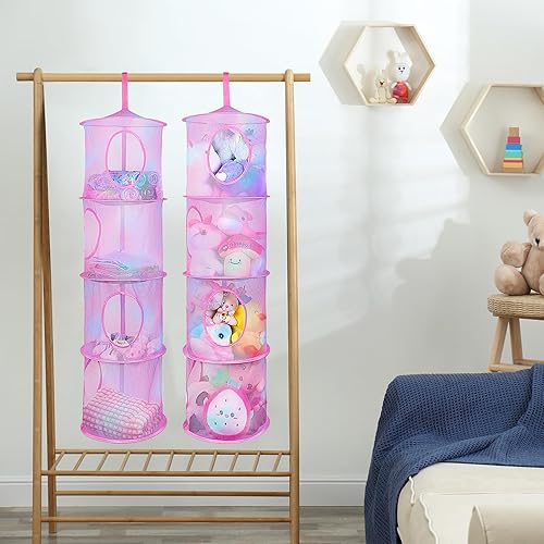 Miniatura 7 de Basumee Red de animales de peluche o hamaca, 2 piezas, almacenamiento de animales de peluche, hamaca de red para animales de peluche, hamaca de