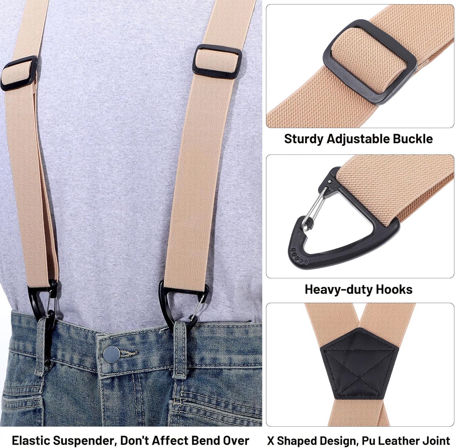 Hidden Suspenders for Men X Back Elastic Adjustable Men Suspenders