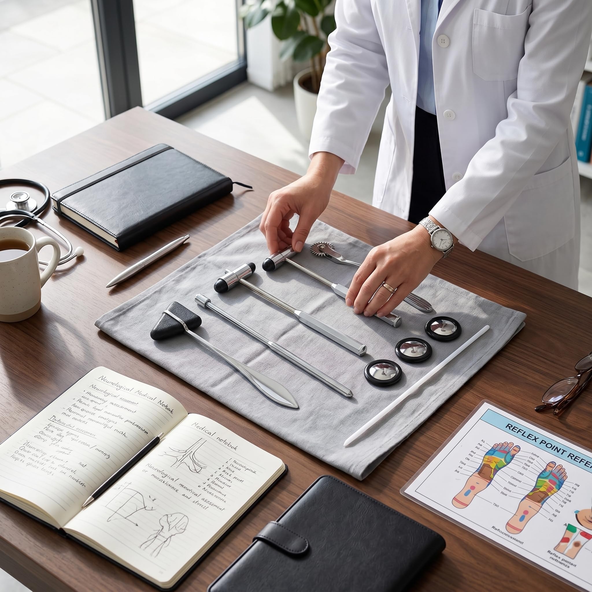 Ensemble de Marteau Réflexe Neurologique 5 Pièces - Portable Multifonctionnel en Acier Inoxydable pour Examen du Système Nerveux