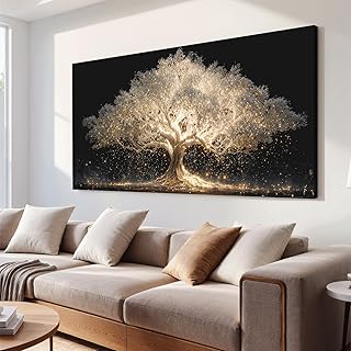 Oversized Canvas Wall Art Decor Gold Fantasy Tree Of Life Canvas Wall Ar...