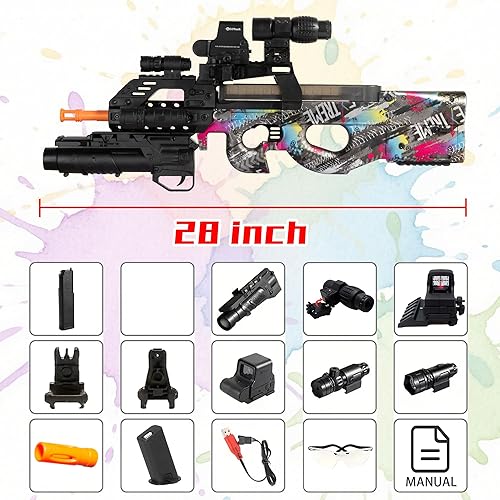 Miniatura 6 de EMERBU Gel Splat Blaster P90 de la serie EMERBU Lite - Batería recargable modular de 7.4 V - Manual y totalmente automático - para mayores de 15