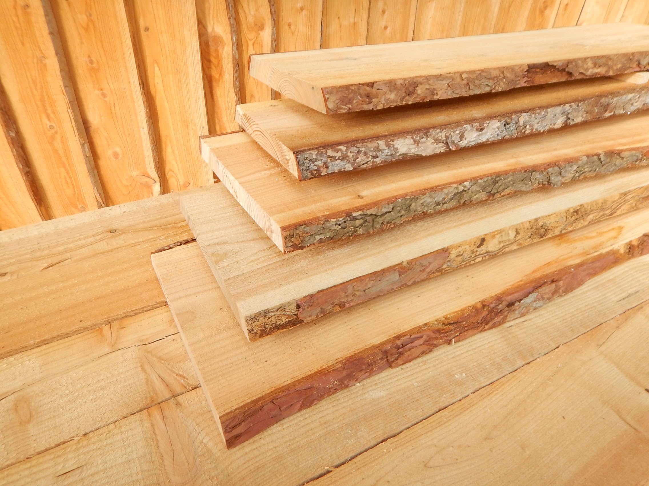 Schwartenbrett Lärche 200 cm / 2,0 m unbesäumt rustikal Deko Zaun retro Brett Bohle 4 Stück