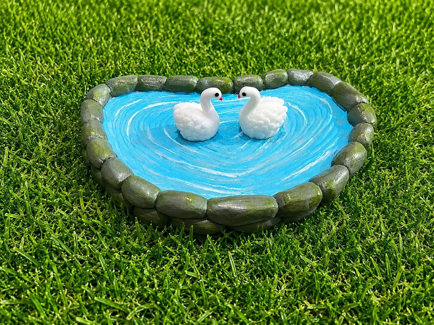 Cute Mini Swan Pool Decorative Miniature Pond Home Decoration & Fairy Garden-image-9