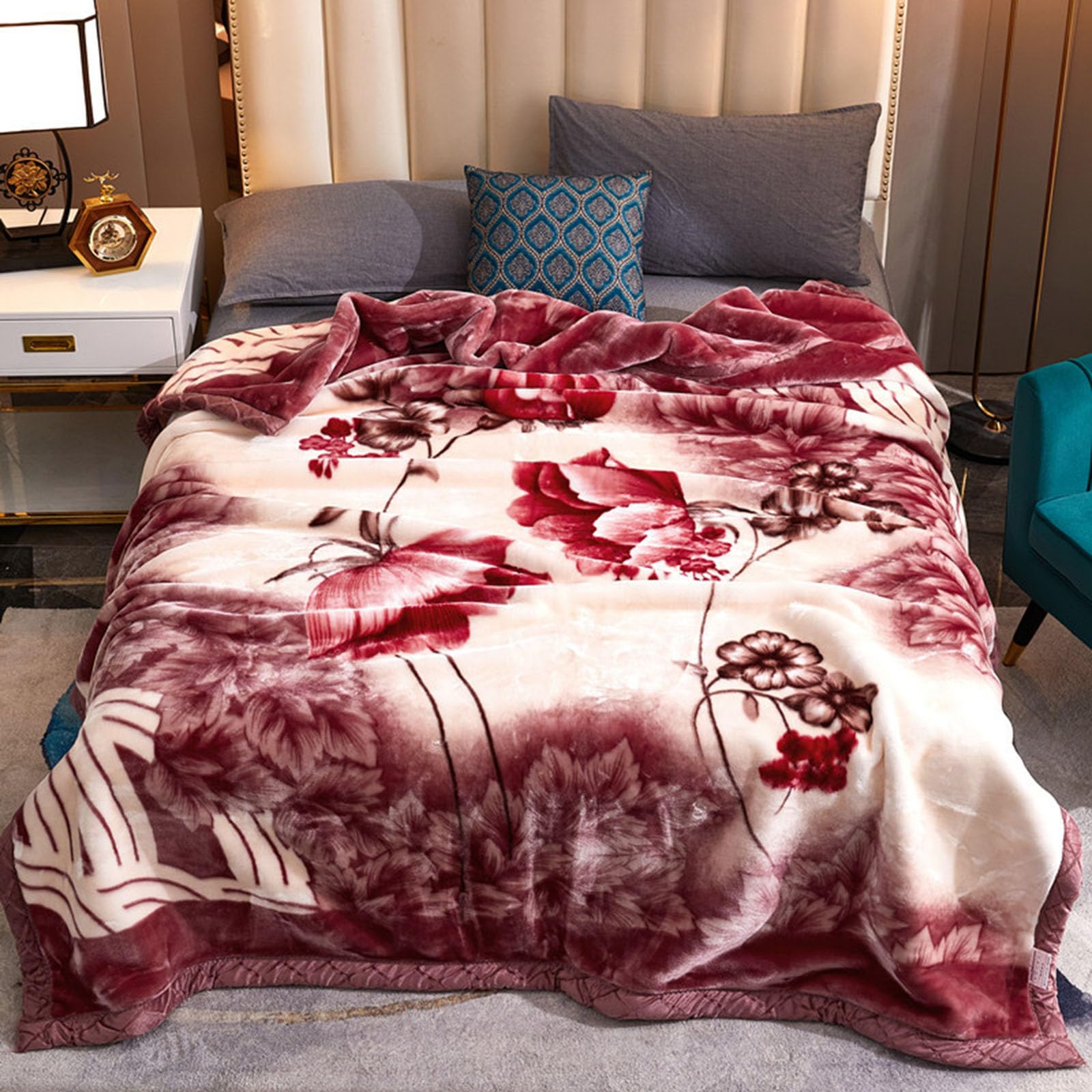 TISTIKKorean Blanket Fleece Blanket Warm Blankets for Winter Heavy Thick Bed Extra Warm Super Soft Warmest Korean Mink Blanket for Couch, Bed,1,200 * 230cm
