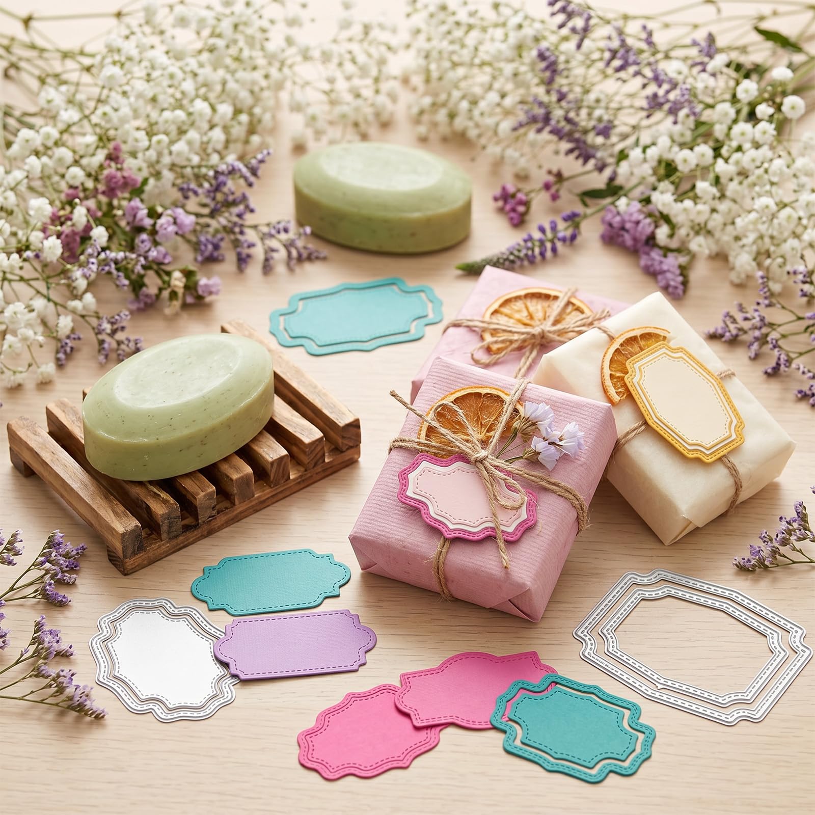 Metall-Stanzschablonen Set 8 Teile, Rechteck Etikettenrahmen Prägeschablone, Klein Stanzschablonen für DIY Album, Kartenherstellung Und Scrapbooking, Kreative Papierprojekte & DIY-Geschenke
