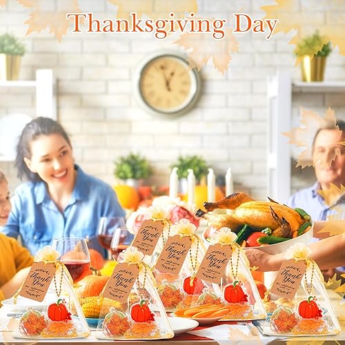 Miniatura 7 de Sasylvia 120 piezas de calabaza de Acción de Gracias de otoño para baby shower, incluye 40 llaveros de calabaza de hojas de otoño, 40 etiquetas de
