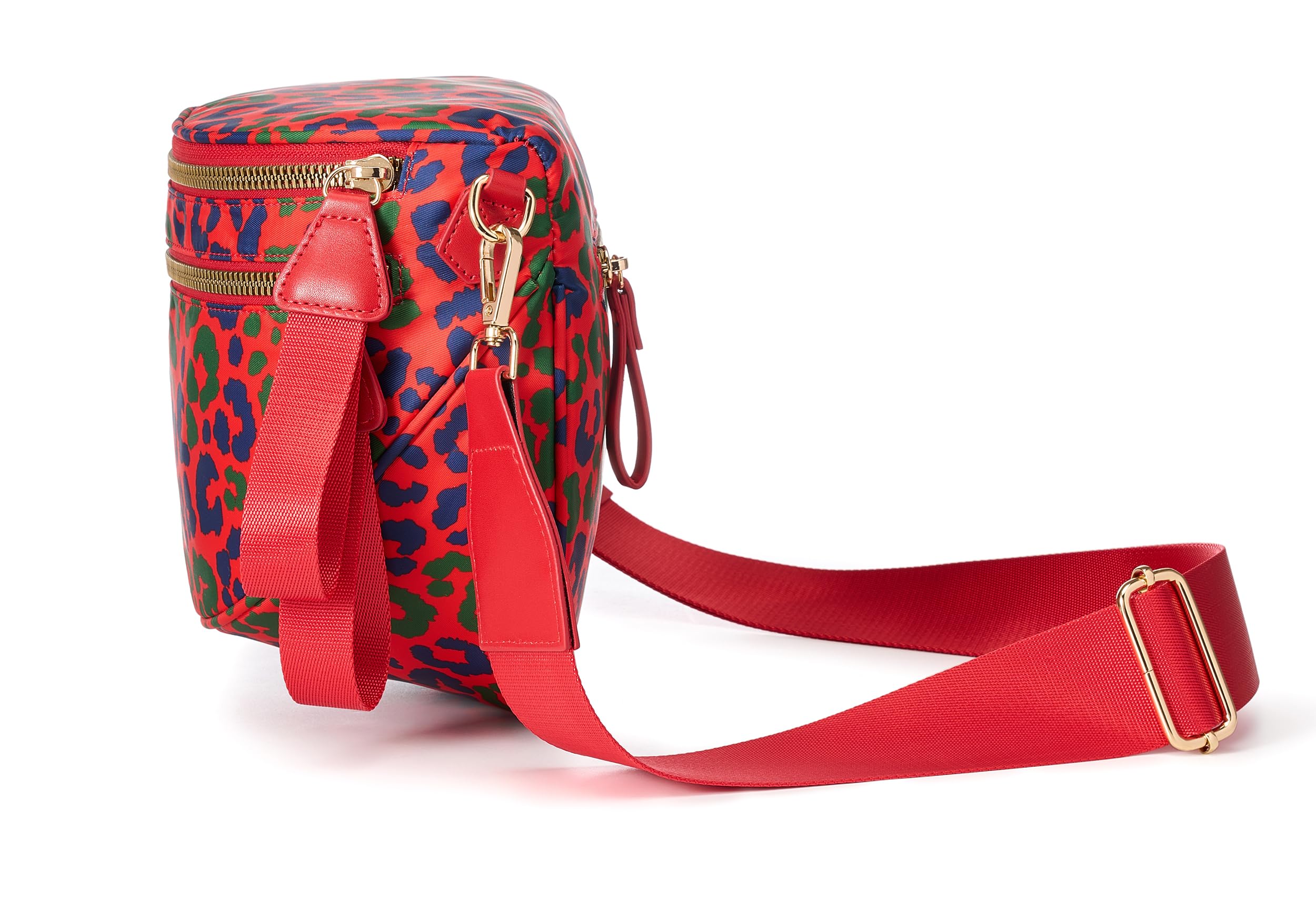FEIBOON Spacious Nylon Crossbody Bag Bum Bag Handbags Wallets Purses Trendy Shoulder Bag for Women (Red Leopard) view 4
