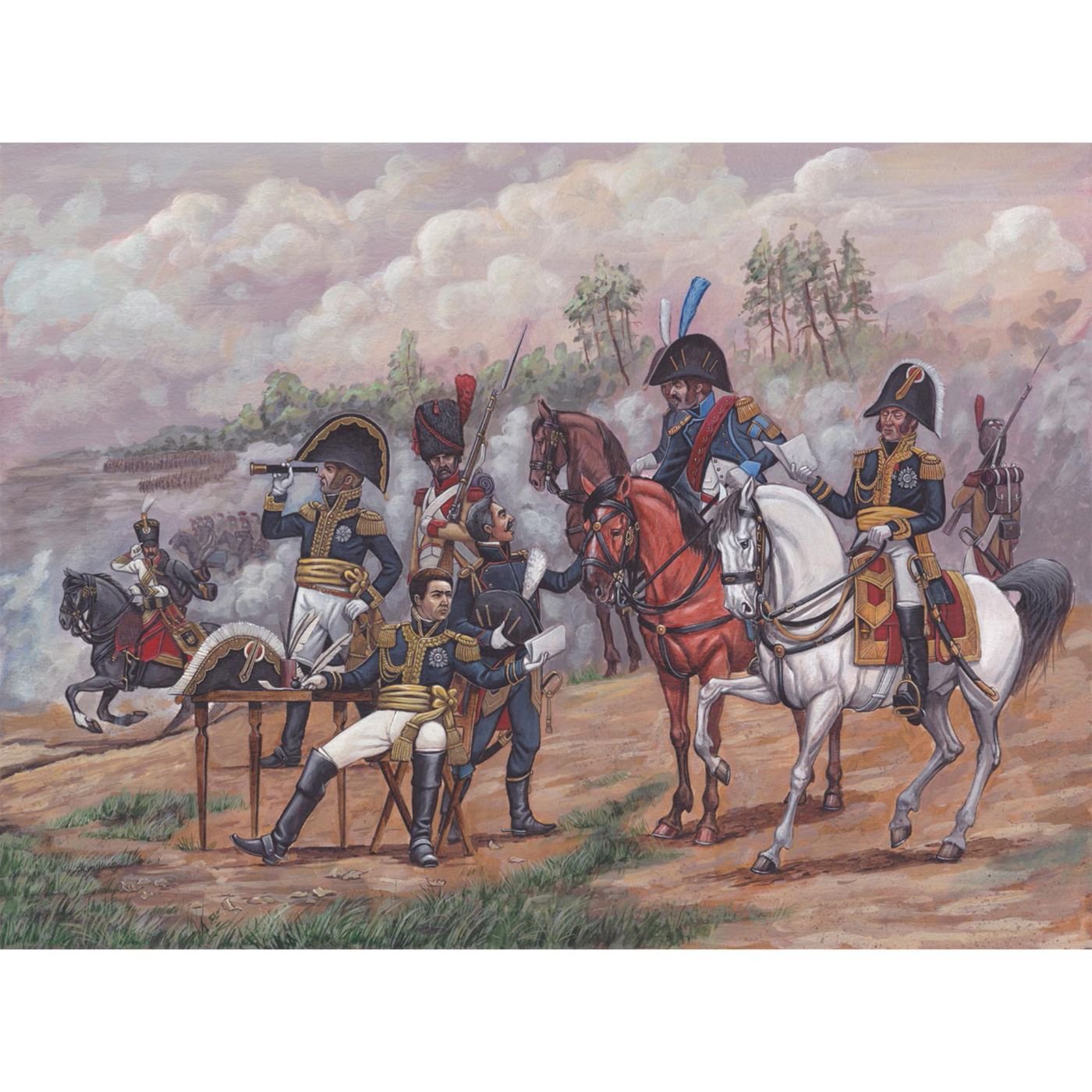 Zvezda 8080 French Napoleonic Headquarter Staff RR 1:72 Scale Kit
