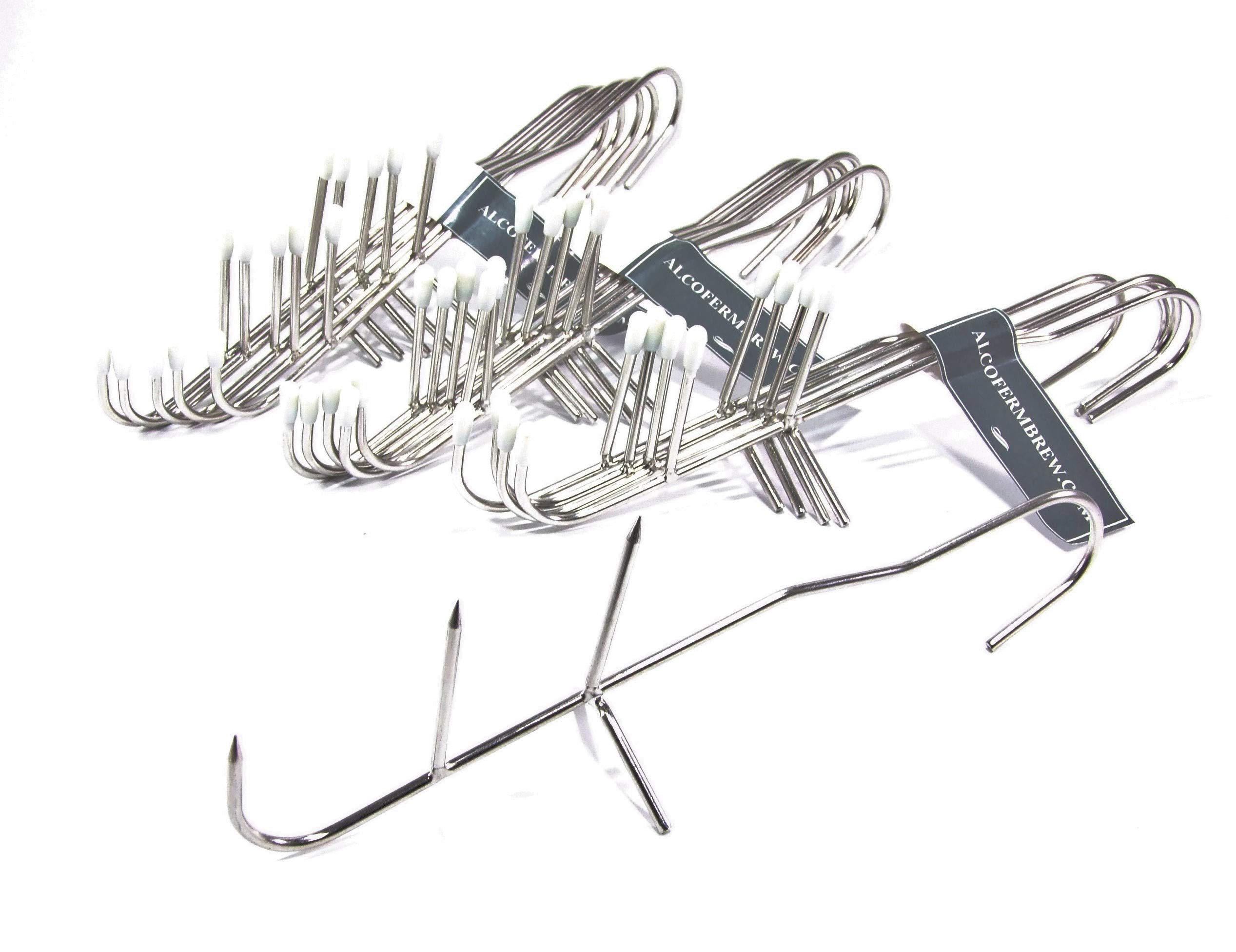 15 x Räucherhaken -V- zum Fische - Die Haken mit 3 Spitzen und Spreize - Edelstahl