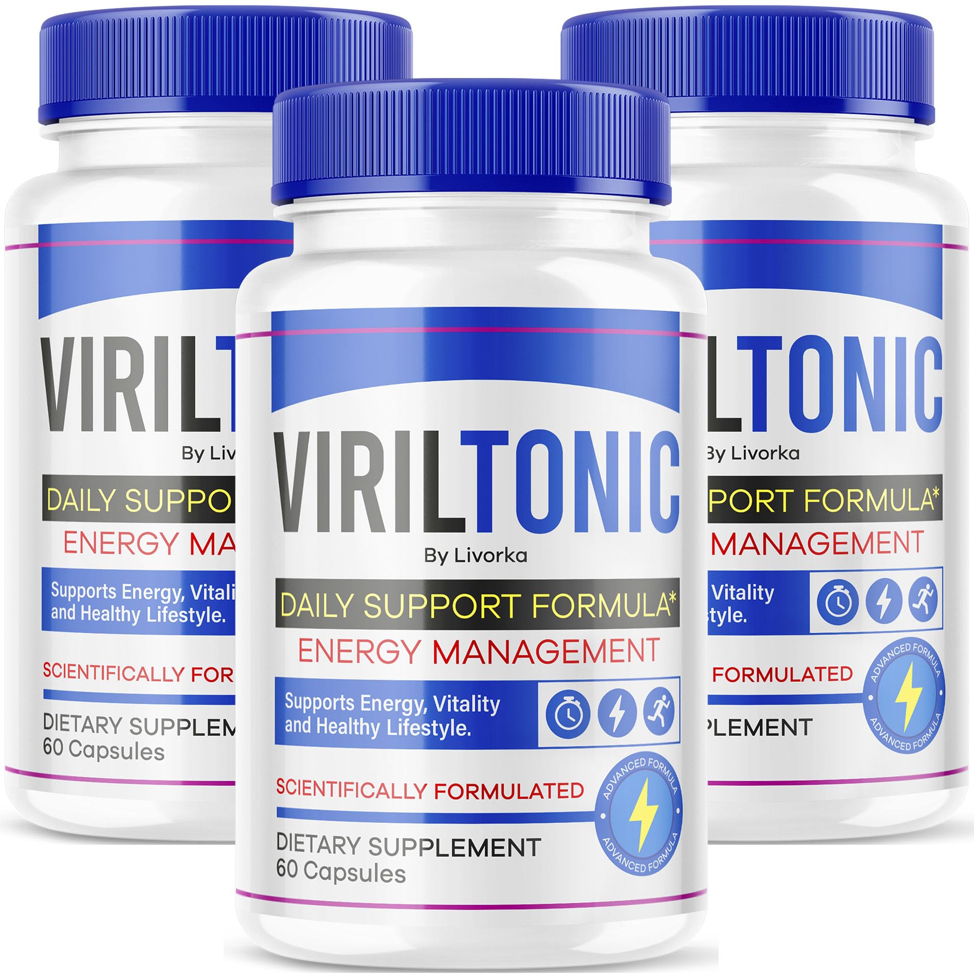 (3 Pack) Viriltonic Capsules, Viriltonic Advanced Support Formula Pills, Viriltonic, (180 Capsules)