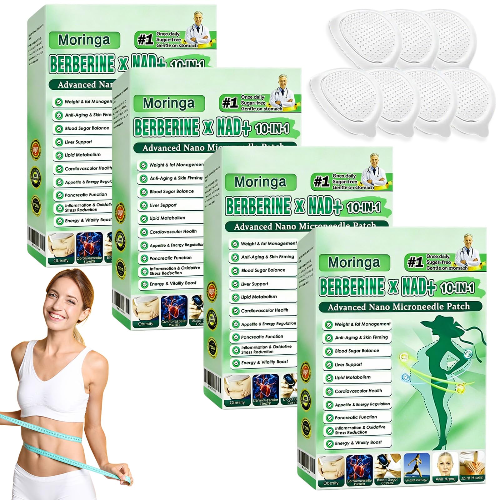 28 Pezzi 10-in-1 Cerotti Dimagranti Patch Moringa Berberina Cerotto Dimagrante Potente Cerotti Zero Pancia