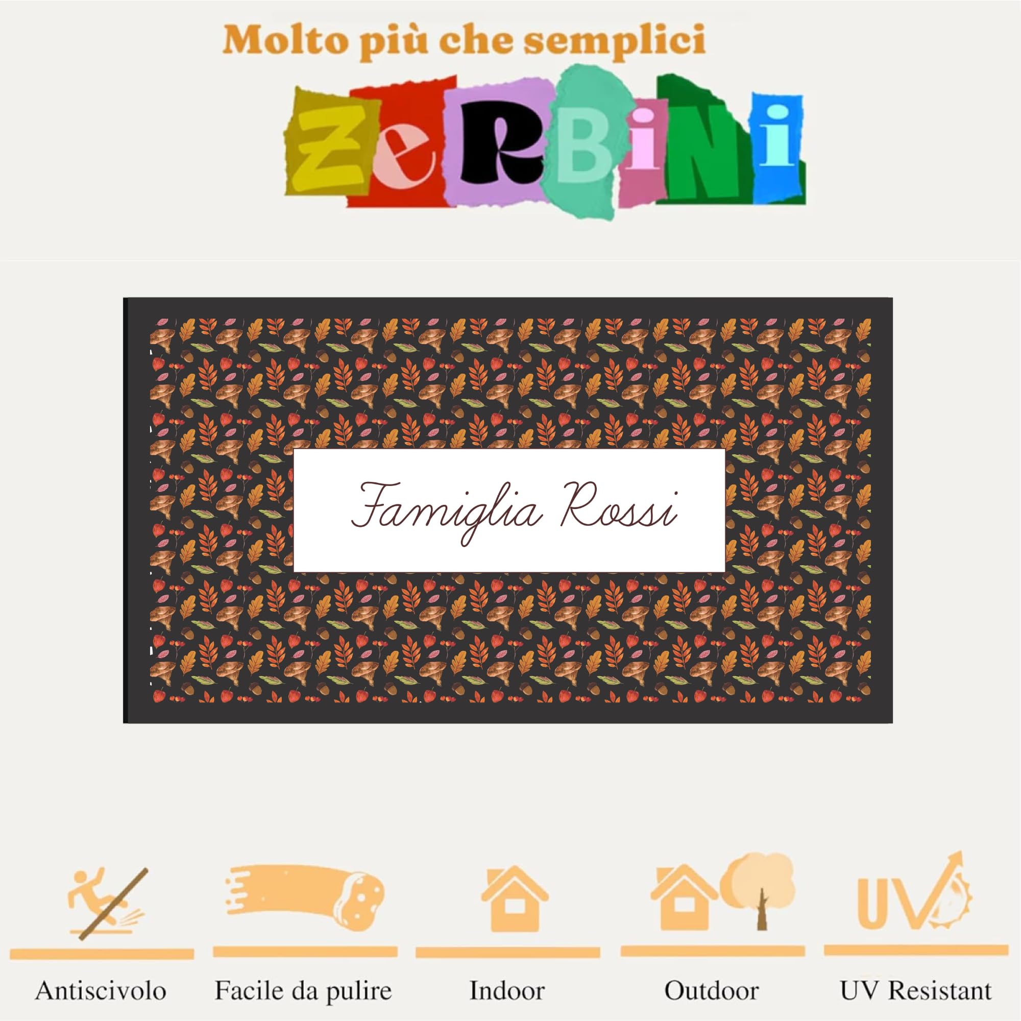IDEA INDEPENDENT - Hello, Autumn Breeze - Paillasson personnalisé en caoutchouc recyclé Paillasson d'extérieur et intérieur idée cadeau pour la maison 40 x 70 cm 100 % fabriqué en Italie