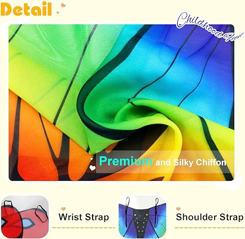 Miniatura 6 de IROLEHOME Disfraces de alas de mariposa para niñas, arco iris, mariposa, ropa de vestir, máscara de antena y tutú, regalos de fiesta