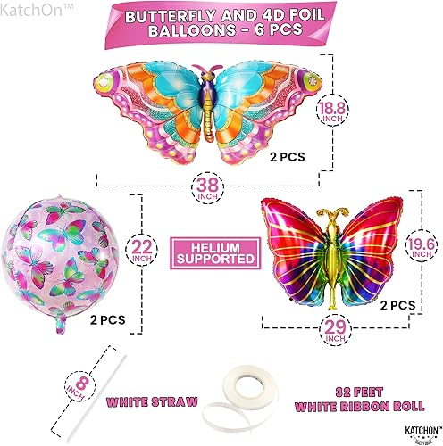 Miniatura 5 de Globos gigantes del número 4 para cumpleaños, 40 pulgadas, enormes globos de mariposa multicolor de 38 pulgadas, globo de teñido anudado de 4 años