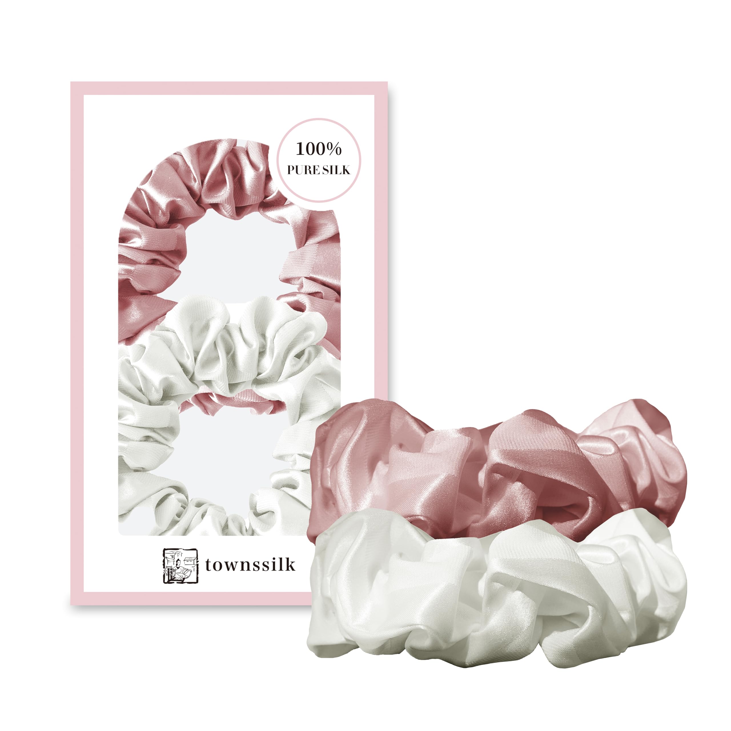 Townssilk Silk Skinnie Haargummis, 100% reine Maulbeerseide, 22 Momme, haarfreundliche, luxuriöse, elastische Haargummis