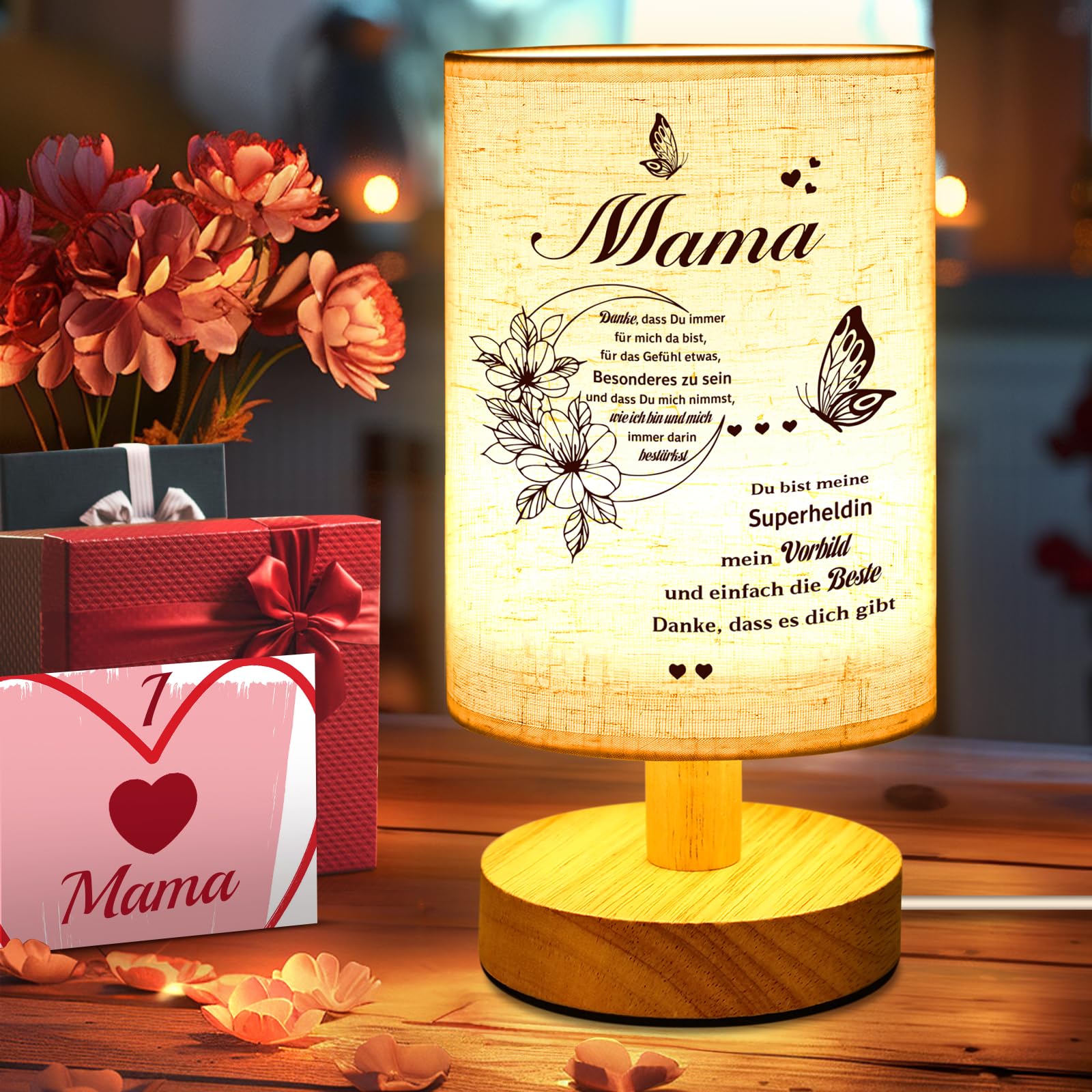 Linkax Muttertagsgeschenke für Mama Oma, Geburtstagsgeschenke für Mama, Dekorative Nachttischlampe Tischlampen mit Spruch, Mutter Oma Schwiegermutter Geschenke
