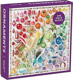 Galison 500 Piece Rainbow Ornaments Christmas Jigsaw Puzzle, Holiday Puzzle with Vibrant Colors (735351740)