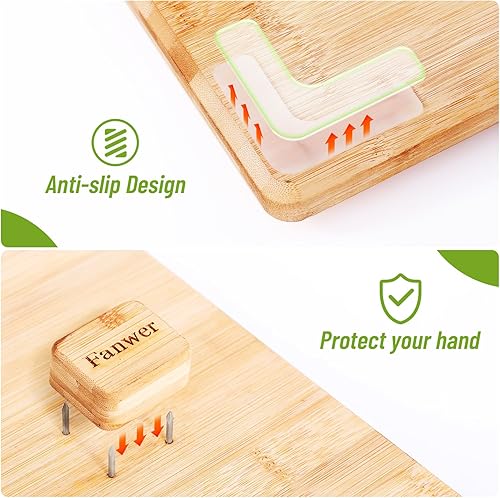 Miniatura 4 de Fanwer Tabla de cortar adaptable con una sola mano, antideslizante con topes de pan y púas, perfecta para amputados y discapacitados, con una sola