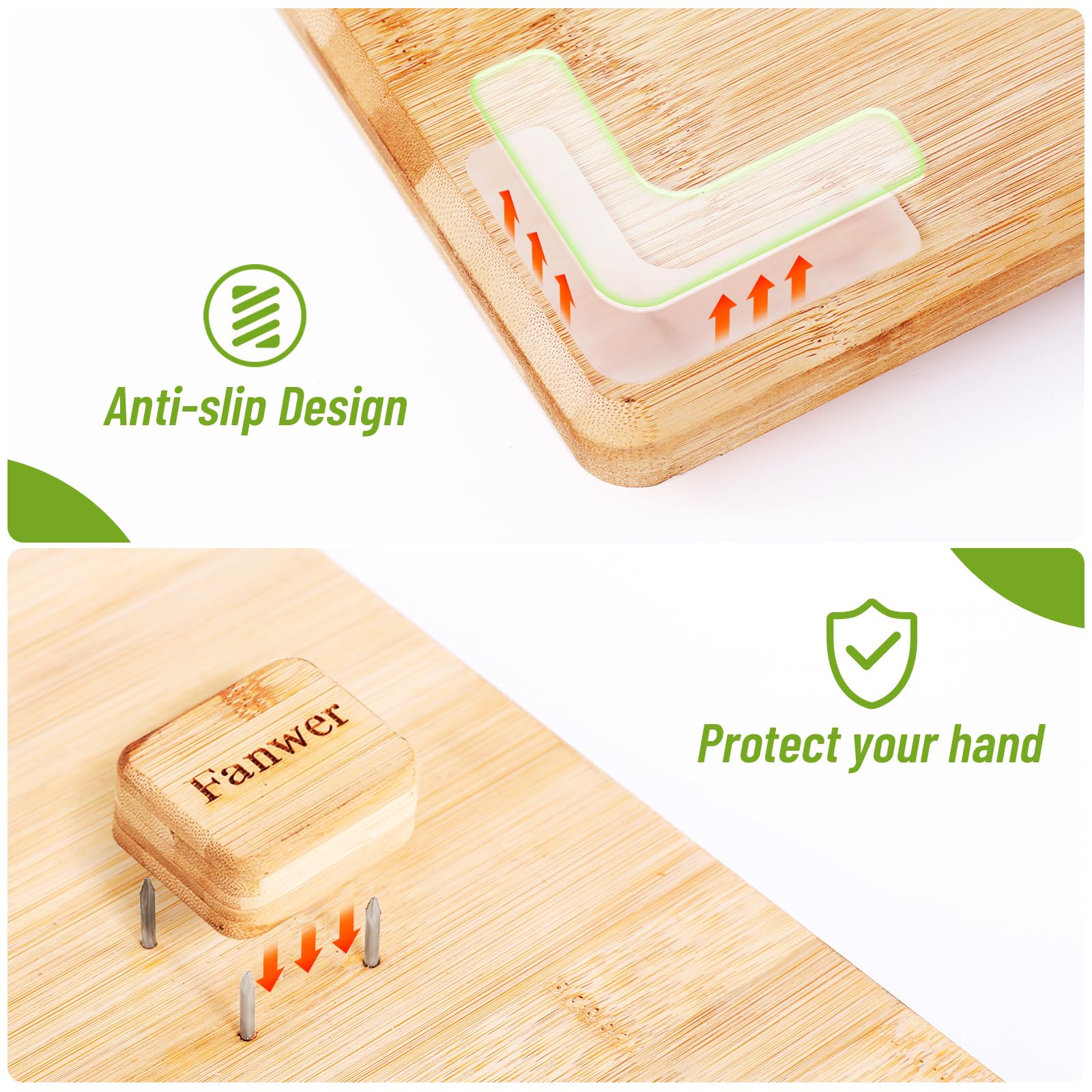 Fanwer Tabla de cortar adaptable con una sola mano, antideslizante con topes de pan y pinchos, perfecta para amputados y discapacitados, con una sola mano para cortar y cortar sin esfuerzo, tabla de
