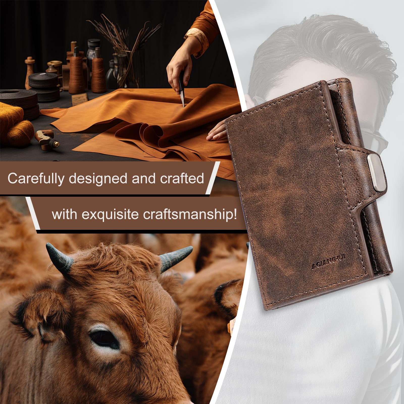 AQIANGHUI Portafoglio Uomo,Porta Carte di Credito,Portafogli compatti per uomo e donna,Portafoglio ultra sottile,Portafoglio protetto RFID,Portafogli leggeri da uomo e donna con tasche portamonete