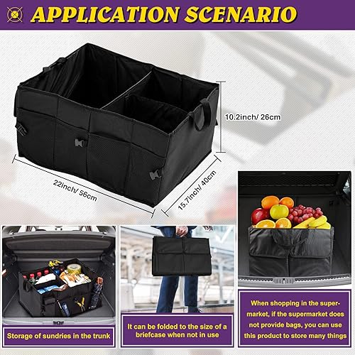 Miniatura 5 de Organizador de maletero de automóvil, organizador de almacenamiento plegable para maletero, Poratble para SUV, accesorios automotrices de viaje