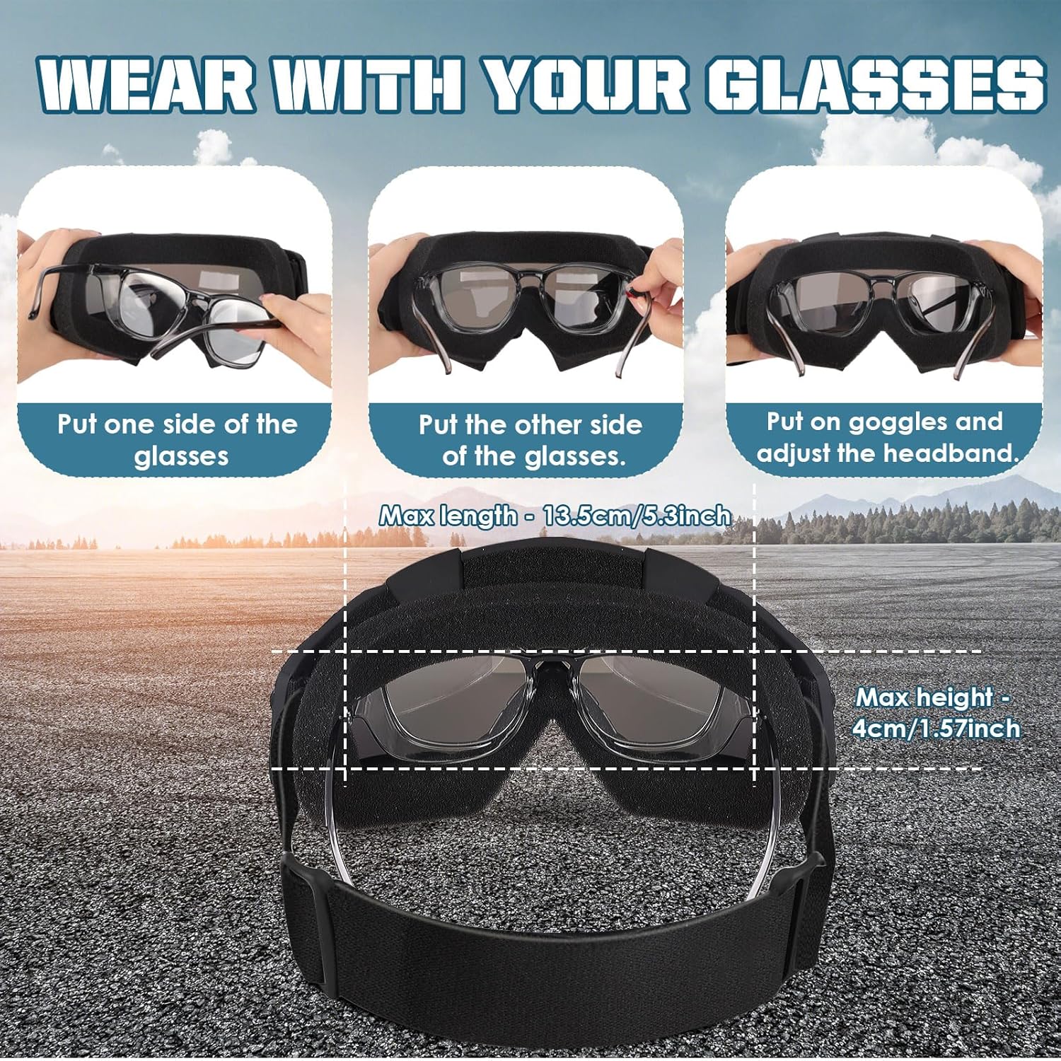 OXG Dirt Bike ATV Motorcycle Goggles, Motorcycle Glasses for Men Motocross Riding Protective Eyewear Ski Goggles - Image 3