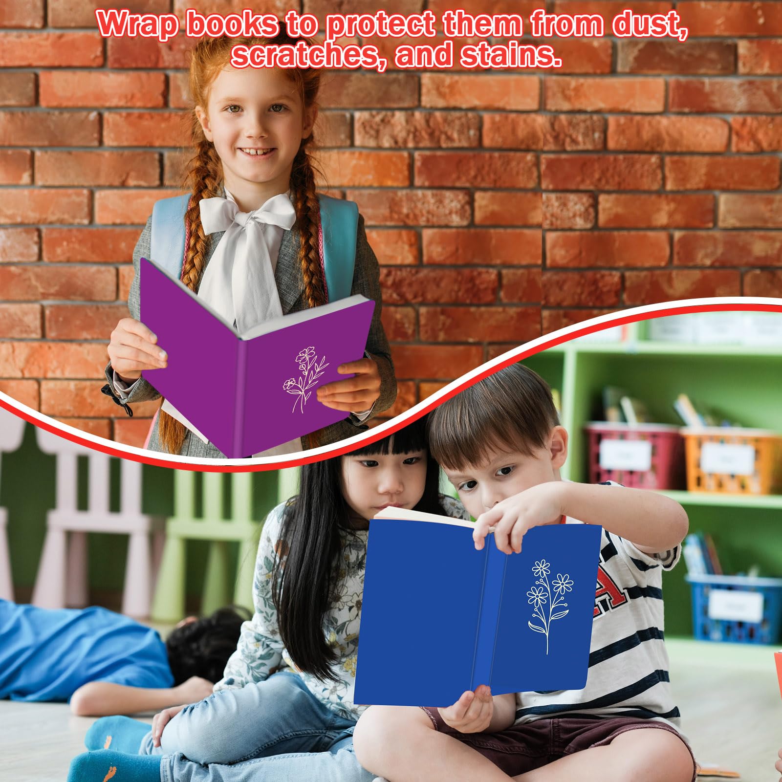 24 copertine colorate in tessuto elasticizzato per libri di testo con copertina rigida, 22,9 x 27,9 cm