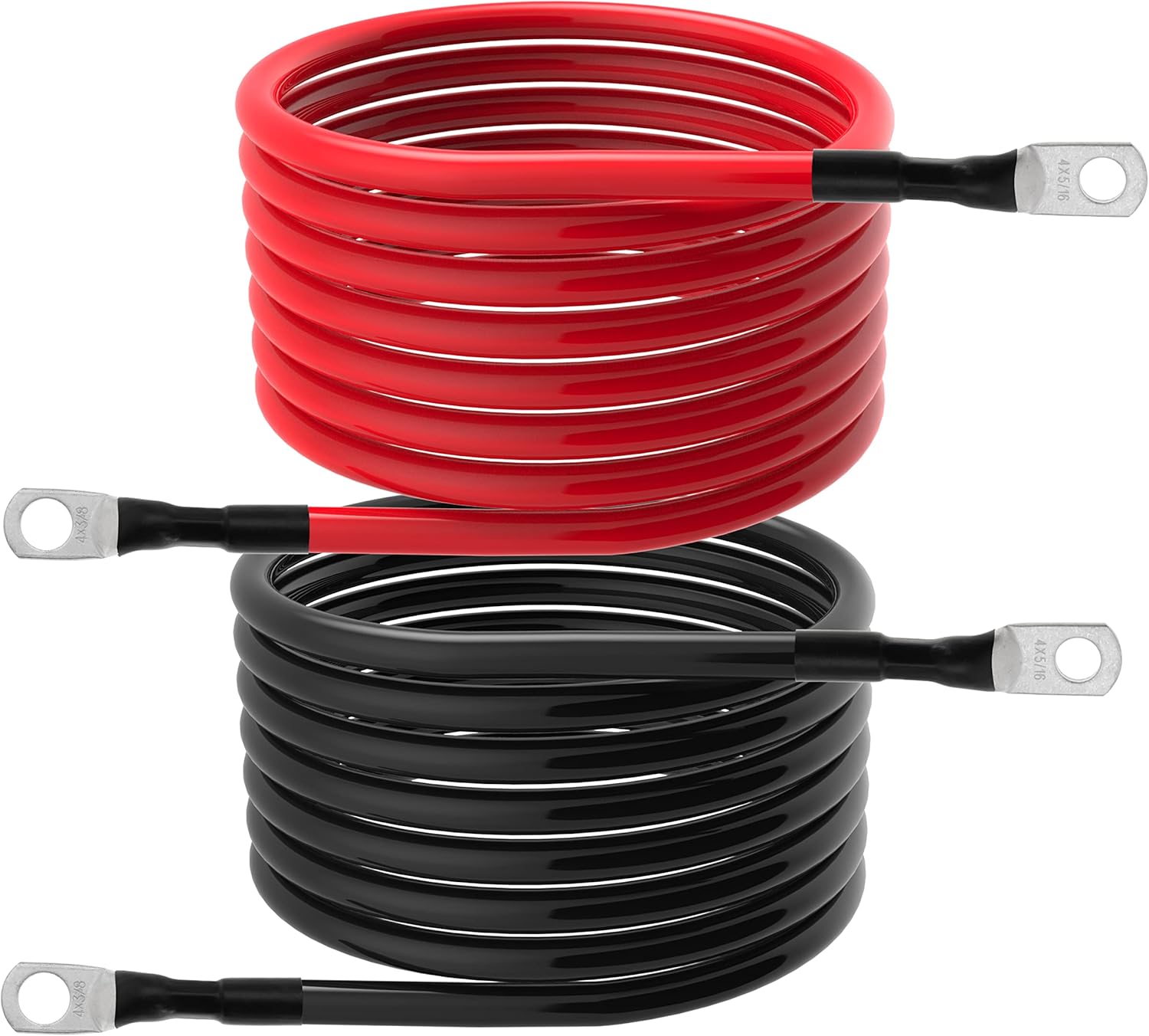 5 AWG Battery Cables 5 Gauge Power Inverter Cables with 3/8 Inch and 5/16 Inch Lugs Each End for Solar Marine Boat Vessel RV Car SUV Truck Tractor Motorcycle 2pcs (10FT, 5 AWG)