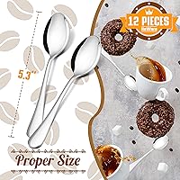 Vista 2 de HaWare Demitasse - 12 cucharas de café de acero inoxidable de 5.3 pulgadas, juego de 12 cucharaditas, mini cucharas agitadoras para postre, azúcar
